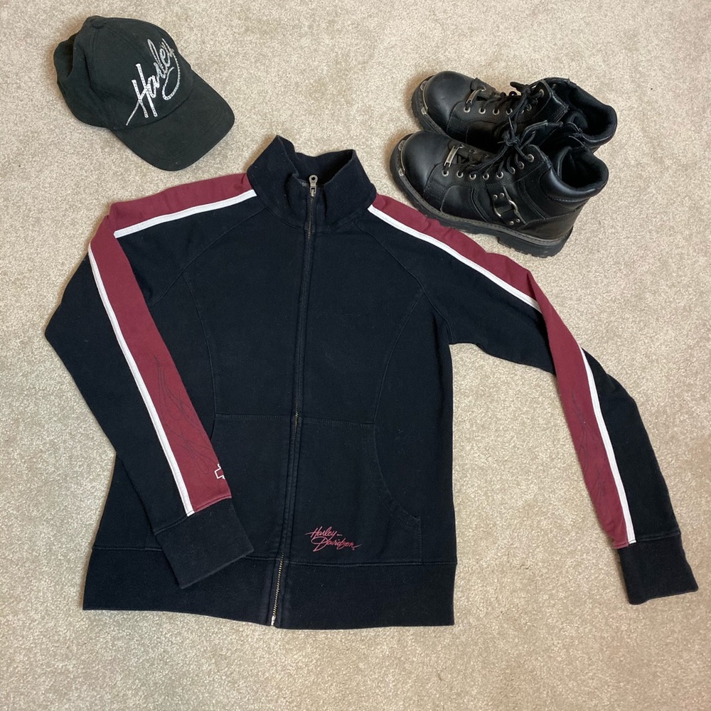 Harley Davidson Black Long Sleeve ZIP Up Cardigan